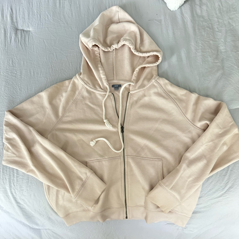 Aerie Cream Zip-Up Hoodie